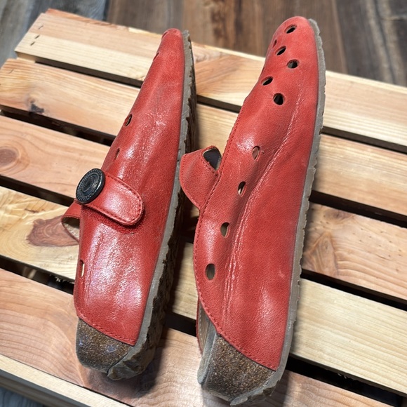 Haflinger Red Leather Clogs Mules Size 38 - Picture 4 of 10
